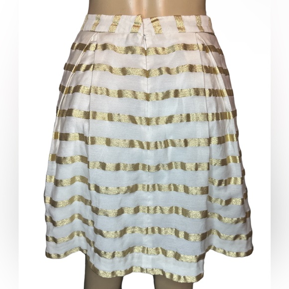 Lilly Pulitzer ~ Size 0 ~ Kylie Skirt Resort White/Gold Stripe Sateen Women's - Picture 4 of 9